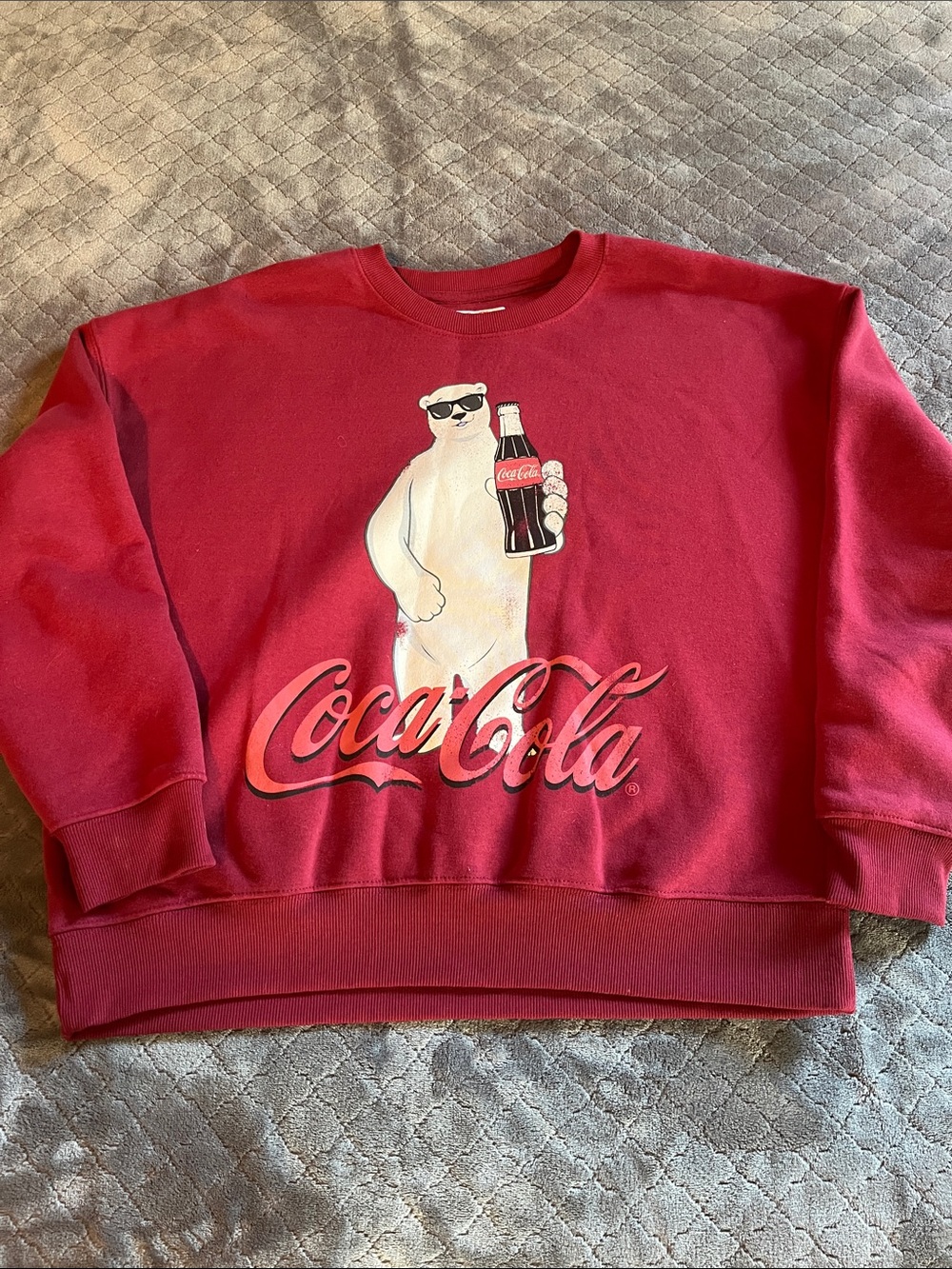 Coca Cola Red Crewneck Sweater with Polar Bear Graphic Medium